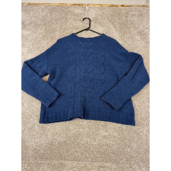 American Eagle Outfitters Sweaters - American Eagle Womens Navy Blue Chenille Cable Knit Sweater Crewneck Medium M